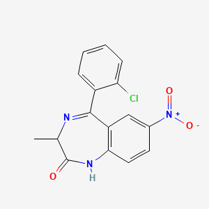 molecular formula C16H12ClN3O3 B1219209 2H-1,4-Benzodiazepin-2-one,5-(2-chlorophenyl)-1,3-dihydro-3-methyl-7-nitro- CAS No. 67027-56-9
