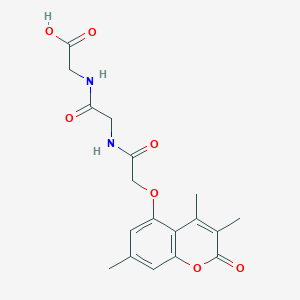 molecular formula C18H20N2O7 B12192128 N-{[(3,4,7-trimethyl-2-oxo-2H-chromen-5-yl)oxy]acetyl}glycylglycine 