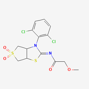 molecular formula C14H14Cl2N2O4S2 B12192142 N-[(2Z)-3-(2,6-dichlorophenyl)-5,5-dioxidotetrahydrothieno[3,4-d][1,3]thiazol-2(3H)-ylidene]-2-methoxyacetamide 