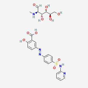 molecular formula C25H29N5O10S B1219215 2-Hydroxy-5-[[4-(pyridin-2-ylsulfamoyl)phenyl]diazenyl]benzoic acid;(2R,3R,4S,5R)-3,4,5,6-tetrahydroxy-2-(methylamino)hexanal CAS No. 31363-03-8