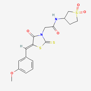 molecular formula C17H18N2O5S3 B12192237 N-(1,1-dioxidotetrahydrothiophen-3-yl)-2-[(5Z)-5-(3-methoxybenzylidene)-4-oxo-2-thioxo-1,3-thiazolidin-3-yl]acetamide 
