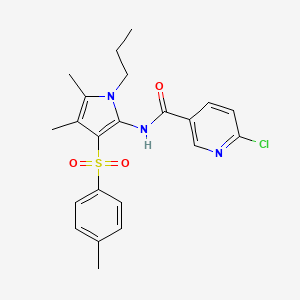 molecular formula C22H24ClN3O3S B12192240 6-chloro-N-{4,5-dimethyl-3-[(4-methylphenyl)sulfonyl]-1-propyl-1H-pyrrol-2-yl}pyridine-3-carboxamide 