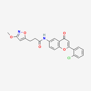 molecular formula C22H17ClN2O5 B12192337 N-[2-(2-chlorophenyl)-4-oxo-4H-chromen-6-yl]-3-(3-methoxy-1,2-oxazol-5-yl)propanamide 