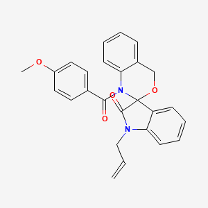 molecular formula C26H22N2O4 B12192341 1'-Allyl-1-(4-methoxybenzoyl)-1,4-dihydrospiro[benzo[d][1,3]oxazine-2,3'-indolin]-2'-one 