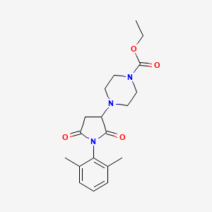 molecular formula C19H25N3O4 B12192344 Ethyl 4-[1-(2,6-dimethylphenyl)-2,5-dioxoazolidin-3-yl]piperazinecarboxylate 