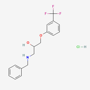 molecular formula C17H19ClF3NO2 B1219235 2-Propanol, 1-((phenylmethyl)amino)-3-(3-(trifluoromethyl)phenoxy)-, hydrochloride CAS No. 89139-29-7