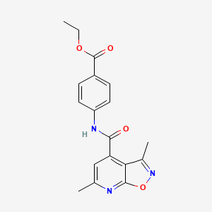 molecular formula C18H17N3O4 B12192368 Ethyl 4-{[(3,6-dimethyl[1,2]oxazolo[5,4-b]pyridin-4-yl)carbonyl]amino}benzoate 