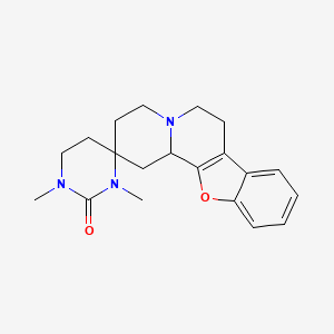 molecular formula C20H25N3O2 B1219237 1',3'-Dimethylspiro[1,3,4,6,7,12b-hexahydro-[1]benzofuro[2,3-a]quinolizine-2,4'-1,3-diazinane]-2'-one 