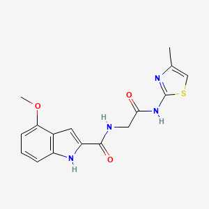 molecular formula C16H16N4O3S B12192452 4-methoxy-N~2~-{2-[(4-methyl-1,3-thiazol-2-yl)amino]-2-oxoethyl}-1H-indole-2-carboxamide 