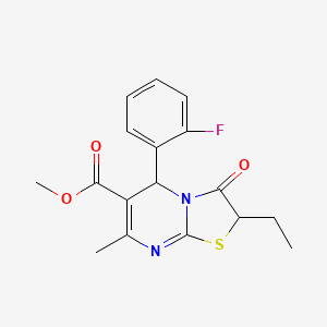 molecular formula C17H17FN2O3S B12192484 methyl 2-ethyl-5-(2-fluorophenyl)-7-methyl-3-oxo-2,3-dihydro-5H-[1,3]thiazolo[3,2-a]pyrimidine-6-carboxylate 