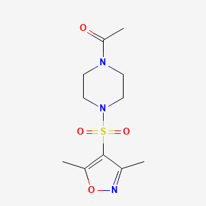 molecular formula C11H17N3O4S B12192494 1-{4-[(3,5-Dimethyl-1,2-oxazol-4-yl)sulfonyl]piperazin-1-yl}ethanone 