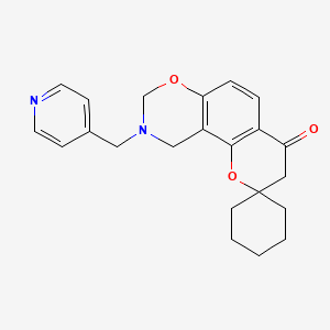 molecular formula C22H24N2O3 B12192502 9-(pyridin-4-ylmethyl)-9,10-dihydro-8H-spiro[chromeno[8,7-e][1,3]oxazine-2,1'-cyclohexan]-4(3H)-one 