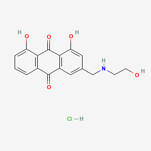 molecular formula C17H16ClNO5 B1219254 9,10-Anthracenedione, 1,8-dihydroxy-3-(((2-hydroxyethyl)amino]methyl)-, hydrochloride (1:1) CAS No. 121211-17-4
