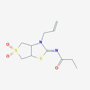 molecular formula C11H16N2O3S2 B12192610 N-[(2Z)-5,5-dioxido-3-(prop-2-en-1-yl)tetrahydrothieno[3,4-d][1,3]thiazol-2(3H)-ylidene]propanamide 