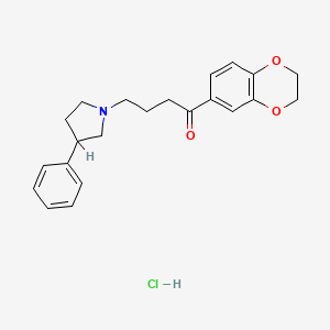 molecular formula C22H26ClNO3 B1219262 1-(2,3-Dihydro-1,4-benzodioxin-6-yl)-4-(3-phenylpyrrolidin-1-yl)butan-1-one hydrochloride(1:1) CAS No. 59939-57-0