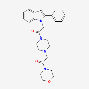 molecular formula C26H30N4O3 B12192623 1-(morpholin-4-yl)-2-{4-[(2-phenyl-1H-indol-1-yl)acetyl]piperazin-1-yl}ethanone 