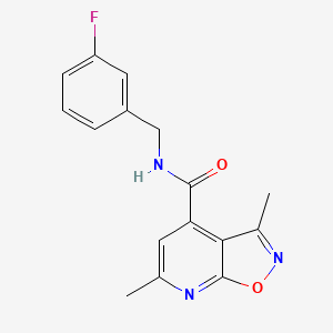 molecular formula C16H14FN3O2 B12192634 N-(3-fluorobenzyl)-3,6-dimethylisoxazolo[5,4-b]pyridine-4-carboxamide 