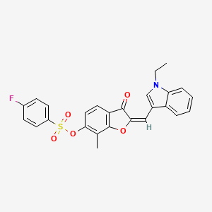 molecular formula C26H20FNO5S B12192641 (2E)-2-[(1-ethyl-1H-indol-3-yl)methylidene]-7-methyl-3-oxo-2,3-dihydro-1-benzofuran-6-yl 4-fluorobenzenesulfonate 