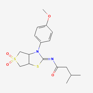 molecular formula C17H22N2O4S2 B12192670 N-[(2Z)-3-(4-methoxyphenyl)-5,5-dioxidotetrahydrothieno[3,4-d][1,3]thiazol-2(3H)-ylidene]-3-methylbutanamide 