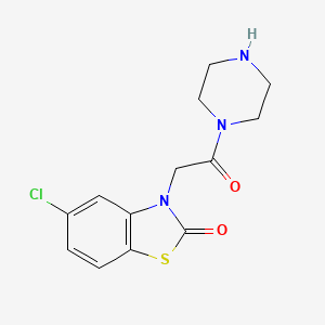molecular formula C13H14ClN3O2S B1219270 1-((5-Chloro-2-oxo-3(2H)-benzothiazolyl)acetyl)piperazine CAS No. 33353-30-9