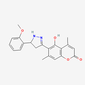 molecular formula C21H20N2O4 B12192719 5-hydroxy-6-[5-(2-methoxyphenyl)-4,5-dihydro-1H-pyrazol-3-yl]-4,7-dimethyl-2H-chromen-2-one 