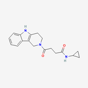 molecular formula C18H21N3O2 B12192721 N-cyclopropyl-4-oxo-4-(1,3,4,5-tetrahydro-2H-pyrido[4,3-b]indol-2-yl)butanamide 