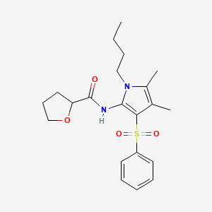 molecular formula C21H28N2O4S B12192828 N-[1-butyl-4,5-dimethyl-3-(phenylsulfonyl)-1H-pyrrol-2-yl]tetrahydrofuran-2-carboxamide 
