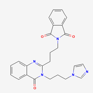 molecular formula C25H23N5O3 B1219288 2-[3-[3-[3-(1-Imidazolyl)propyl]-4-oxo-2-quinazolinyl]propyl]isoindole-1,3-dione 