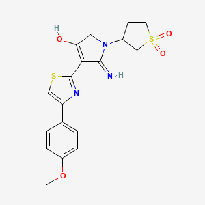 molecular formula C18H19N3O4S2 B12192902 1-(1,1-dioxidotetrahydrothiophen-3-yl)-5-imino-4-[4-(4-methoxyphenyl)-1,3-thiazol-2-yl]-2,5-dihydro-1H-pyrrol-3-ol 