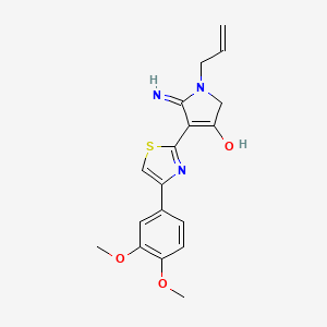 molecular formula C18H19N3O3S B12192938 4-[4-(3,4-dimethoxyphenyl)-1,3-thiazol-2-yl]-5-imino-1-(prop-2-en-1-yl)-2,5-dihydro-1H-pyrrol-3-ol 
