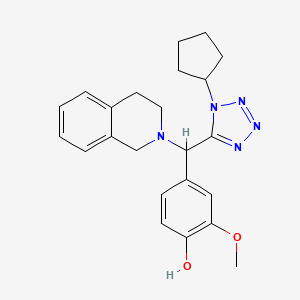 molecular formula C23H27N5O2 B1219297 4-[(1-cyclopentyl-5-tetrazolyl)-(3,4-dihydro-1H-isoquinolin-2-yl)methyl]-2-methoxyphenol 