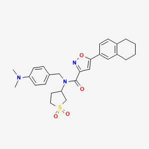 molecular formula C27H31N3O4S B12193083 N-[4-(dimethylamino)benzyl]-N-(1,1-dioxidotetrahydrothiophen-3-yl)-5-(5,6,7,8-tetrahydronaphthalen-2-yl)-1,2-oxazole-3-carboxamide 