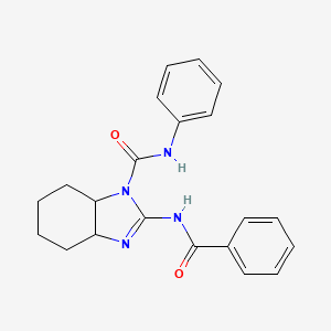 molecular formula C21H22N4O2 B12193102 N-phenyl-2-[(phenylcarbonyl)amino]-3a,4,5,6,7,7a-hexahydro-1H-benzimidazole-1-carboxamide CAS No. 886373-64-4