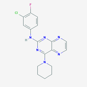 molecular formula C17H16ClFN6 B12193107 N-(3-chloro-4-fluorophenyl)-4-(piperidin-1-yl)pteridin-2-amine 