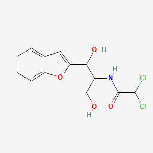molecular formula C13H13Cl2NO4 B1219314 Acetamide, N-(2-(2-benzofuranyl)-2-hydroxy-1-(hydroxymethyl)ethyl)-2,2-dichloro- CAS No. 77612-14-7