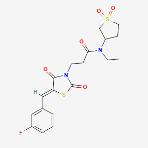 molecular formula C19H21FN2O5S2 B12193165 N-(1,1-dioxidotetrahydrothiophen-3-yl)-N-ethyl-3-[(5Z)-5-(3-fluorobenzylidene)-2,4-dioxo-1,3-thiazolidin-3-yl]propanamide 