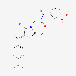 molecular formula C19H22N2O5S2 B12193255 2-[(5Z)-2,4-dioxo-5-[(4-propan-2-ylphenyl)methylidene]-1,3-thiazolidin-3-yl]-N-(1,1-dioxothiolan-3-yl)acetamide 
