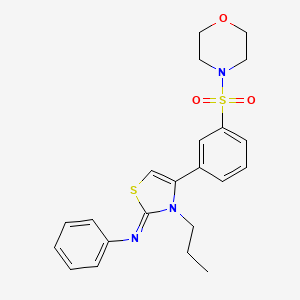 molecular formula C22H25N3O3S2 B12193264 N-[(2E)-4-[3-(morpholin-4-ylsulfonyl)phenyl]-3-propyl-1,3-thiazol-2(3H)-ylidene]aniline 