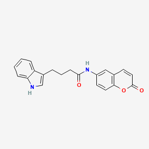 molecular formula C21H18N2O3 B12193294 4-(1H-indol-3-yl)-N-(2-oxo-2H-chromen-6-yl)butanamide 