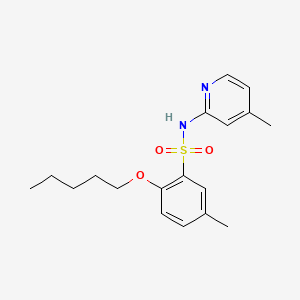 molecular formula C18H24N2O3S B12193337 5-methyl-N-(4-methyl-2-pyridinyl)-2-(pentyloxy)benzenesulfonamide 