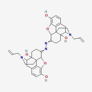 molecular formula C38H42N4O6 B1219334 7-[(4a,9-Dihydroxy-3-prop-2-enyl-2,4,5,6,7a,13-hexahydro-1H-4,12-methanobenzofuro[3,2-e]isoquinolin-7-ylidene)hydrazinylidene]-3-prop-2-enyl-2,4,5,6,7a,13-hexahydro-1H-4,12-methanobenzofuro[3,2-e]isoquinoline-4a,9-diol CAS No. 82824-01-9