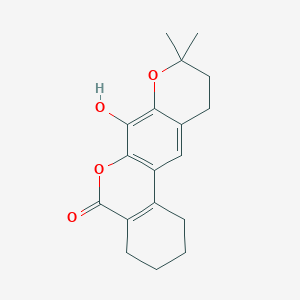 molecular formula C18H20O4 B12193447 7-Hydroxy-9,9-dimethyl-1,2,3,4,10,11-hexahydrobenzo[c]pyrano[3,2-g]chromen-5-one 