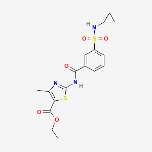 molecular formula C17H19N3O5S2 B12193481 ethyl (2Z)-2-({[3-(cyclopropylsulfamoyl)phenyl]carbonyl}imino)-4-methyl-2,3-dihydro-1,3-thiazole-5-carboxylate 