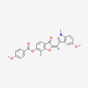 molecular formula C28H23NO6 B12193483 (2E)-2-[(5-methoxy-1-methyl-1H-indol-3-yl)methylidene]-7-methyl-3-oxo-2,3-dihydro-1-benzofuran-6-yl 4-methoxybenzoate 