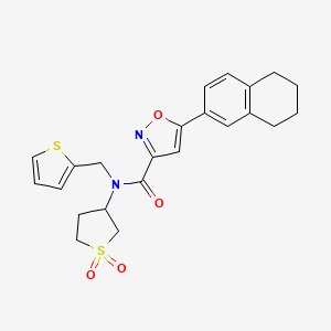 molecular formula C23H24N2O4S2 B12193489 N-(1,1-dioxidotetrahydrothiophen-3-yl)-5-(5,6,7,8-tetrahydronaphthalen-2-yl)-N-(thiophen-2-ylmethyl)-1,2-oxazole-3-carboxamide 