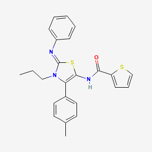 molecular formula C24H23N3OS2 B12193522 N-[(2E)-4-(4-methylphenyl)-2-(phenylimino)-3-propyl-2,3-dihydro-1,3-thiazol-5-yl]thiophene-2-carboxamide 