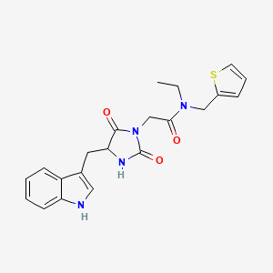 molecular formula C21H22N4O3S B12193529 N-ethyl-2-[2-hydroxy-4-(indol-3-ylmethyl)-5-oxo(2-imidazolinyl)]-N-(2-thienylm ethyl)acetamide 