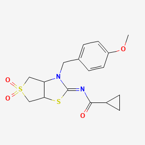 molecular formula C17H20N2O4S2 B12193599 N-[(2Z)-3-(4-methoxybenzyl)-5,5-dioxidotetrahydrothieno[3,4-d][1,3]thiazol-2(3H)-ylidene]cyclopropanecarboxamide 