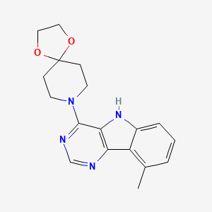 molecular formula C18H20N4O2 B1219360 8-(9-methyl-5H-pyrimido[5,4-b]indol-4-yl)-1,4-dioxa-8-azaspiro[4.5]decane 