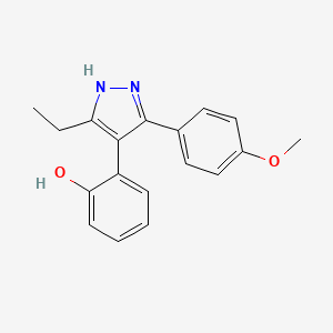 molecular formula C18H18N2O2 B1219364 2-(3-Ethyl-5-(4-methoxyphenyl)-1H-pyrazol-4-yl)phenol CAS No. 1038-81-9